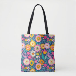 Vrolijke bloemen tote bag