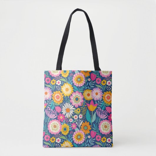Vrolijke bloemen tote bag (Voorkant)