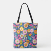 Vrolijke bloemen tote bag (Achterkant)