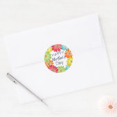 Vrolijke bloemen van de lente van de Moederdag Ronde Sticker (Envelop)
