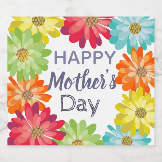 Vrolijke bloemen van de lente van de Moederdag Sparkling Wijnetiket (Enkel label)