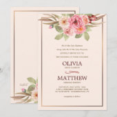 Vrolijke bloemenbruiloft uitnodiging (Voorkant / Achterkant)