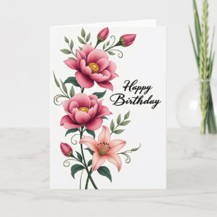 Vrolijke bloemencascadekaart kaart