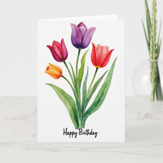 Vrolijke bloemenschildering kaart (Voorkant)