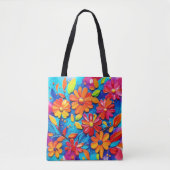 Vrolijke Bloemenschildering Tote Bag (Voorkant)