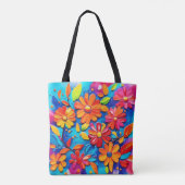 Vrolijke Bloemenschildering Tote Bag (Achterkant)
