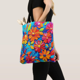 Vrolijke Bloemenschildering Tote Bag