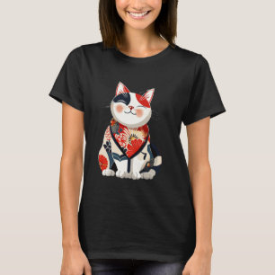 Vrolijke Bloemige Kittensliefhebber Japanse Kunst T-shirt