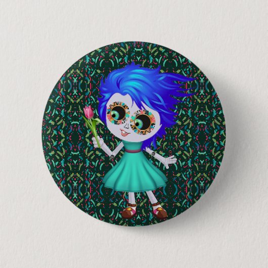 Vrolijke bloesem ronde button 5,7 cm (Voorkant)