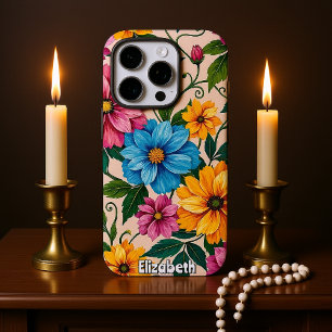 Vrolijke bloesems: een kleurrijk bloemontwerp iPhone 16 pro hoesje