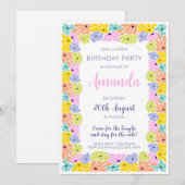 Vrolijke Blossom Border verjaardagsfeestje Kaart (Voorkant / Achterkant)