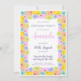 Vrolijke Blossom Border verjaardagsfeestje Kaart