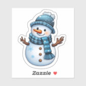 Vrolijke Blue Snowman Holiday Sticker (Vel)