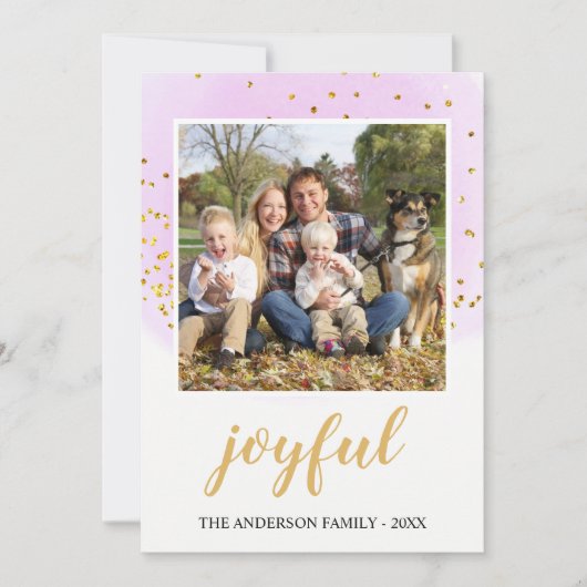 Vrolijke Blush Roze Goud Glitter Confetti Kerstmis Feestdagenkaart (Voorkant)