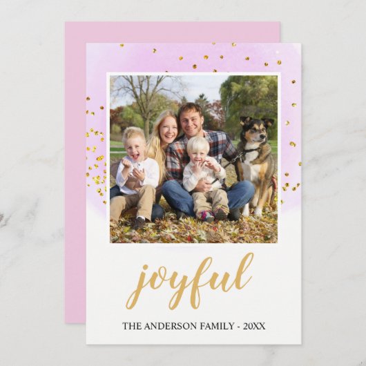 Vrolijke Blush Roze Goud Glitter Confetti Kerstmis Feestdagenkaart (Voorkant / Achterkant)