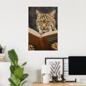 Vrolijke Bobcat Leest Boek Kunstprint - Literaire Poster (Thuiskantoor)