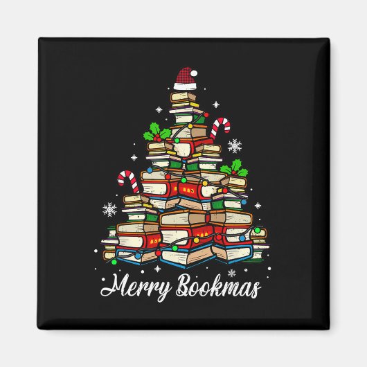 Vrolijke Boeken Boeken Kerstboom Boek Lover Sant Magneet (Voorkant)