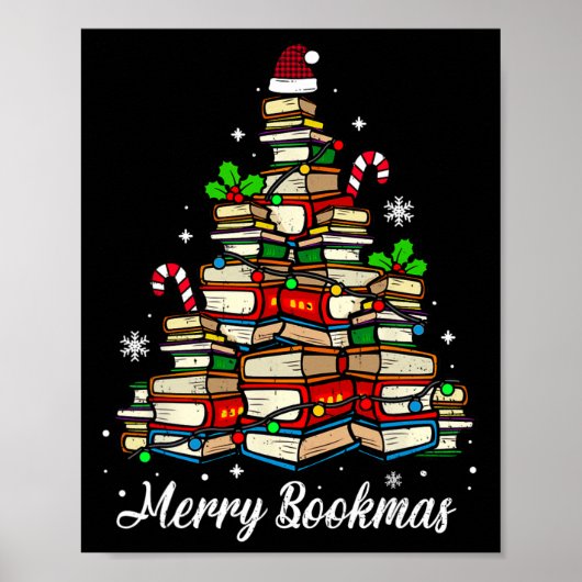 Vrolijke Boeken Boeken Kerstboom Boek Lover Sant Poster (Voorkant)