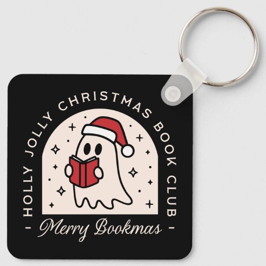Vrolijke boekenliefhebbers Kerstmis Sleutelhanger (Achterkant)