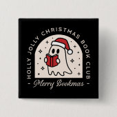 Vrolijke boekenliefhebbers Kerstmis Vierkante Button 5,1 Cm (Voorkant)
