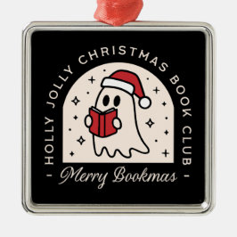 Vrolijke boekenwurmen boekenliefhebbers Kerst zwar Metalen Ornament