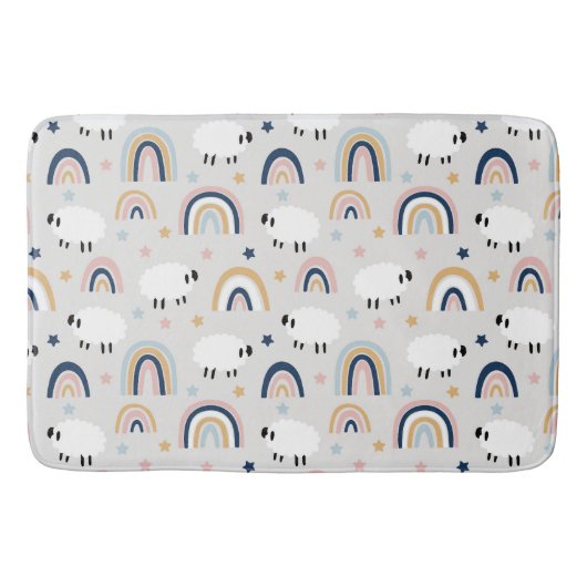 Vrolijke Boho Sheep Rainbow Print Badmat (Voorkant)