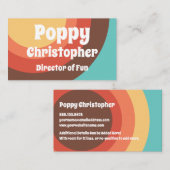 Vrolijke Bold Groovy Moderne Retro Kleurrijke Curv Visitekaartje (Voorkant / Achterkant)