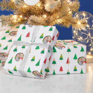 Vrolijke bomen Foto Kerst Wrapping Paper Cadeaupapier