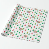Vrolijke bomen Foto Kerst Wrapping Paper Cadeaupapier (Uitgerold)