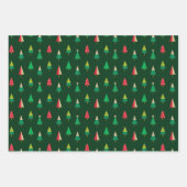 Vrolijke bomen kerstcadeau inpakpapier (Voorkant 3)