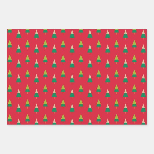 Vrolijke bomen kerstcadeau inpakpapier (Voorkant 2)