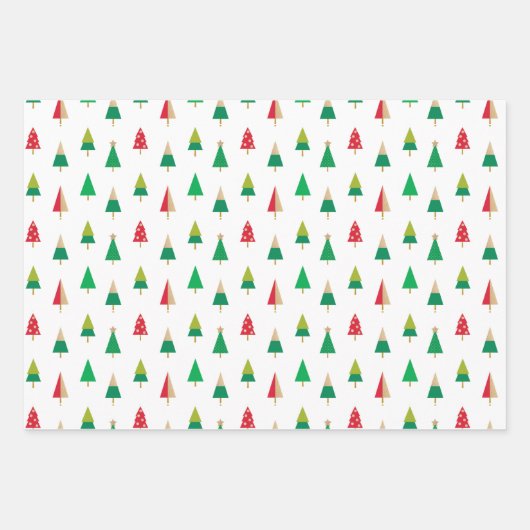 Vrolijke bomen kerstcadeau inpakpapier (Voorkant)