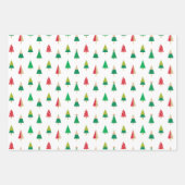 Vrolijke bomen kerstcadeau inpakpapier vel (Voorkant)