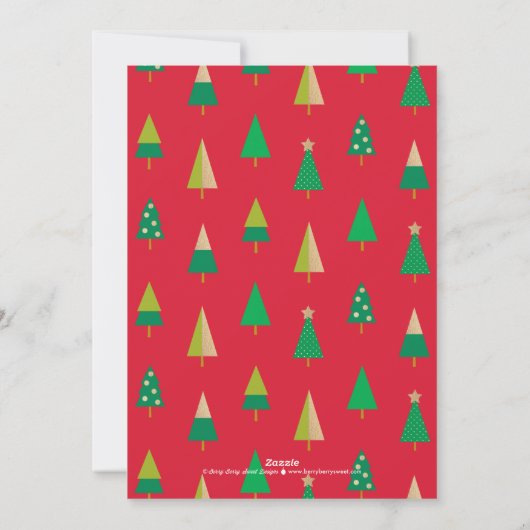 Vrolijke bomen kerstfeest uitnodiging (Achterkant)