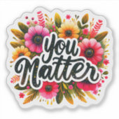 Vrolijke boodschap met kleurrijke bloemen sticker (Voorkant)