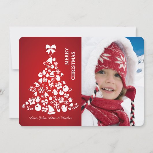Vrolijke Boom Foto Kerstkaart (Voorkant)