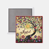 Vrolijke  Boom Kleurrijke Floral Inspirivity Magneet (Voorkant / Achterkant)