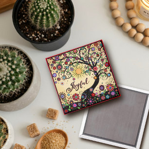 Vrolijke  Boom Kleurrijke Floral Inspirivity Magneet