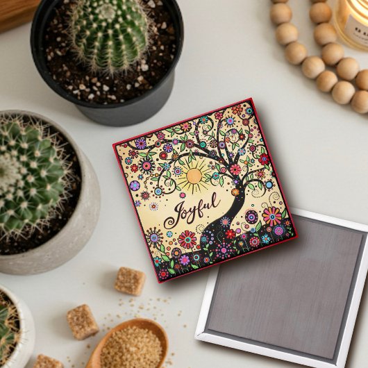 Vrolijke  Boom Kleurrijke Floral Inspirivity Magneet