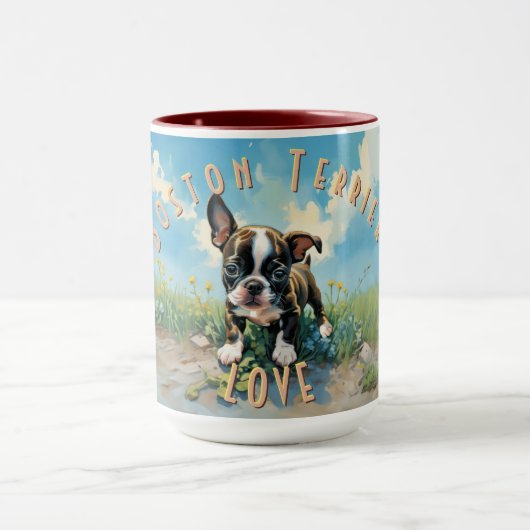 Vrolijke Boston Terrier Love Koffie Mok (Midden)