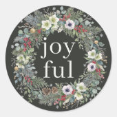 Vrolijke botanische Kerstmis Ronde Sticker (Voorkant)