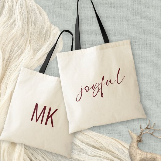 Vrolijke Bourgondische kalligrafie Monogram Initia Tote Bag