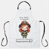 Vrolijke brandweerman in heldere uitrusting schort (Voorkant)