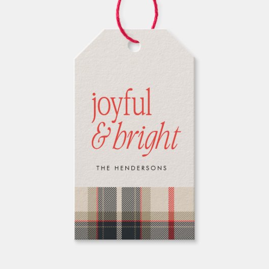 Vrolijke & Bright Cosy Winter Plaid Holiday Cadeaulabel (Voorkant)