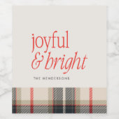 Vrolijke & Bright Cosy Winter Plaid Holiday Wijn Etiket (Enkel label)