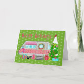 Vrolijke Bright Feestelijke  Camper met Sneeuw Feestdagen Kaart (Voorkant)