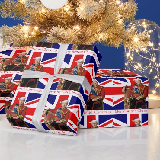 Vrolijke Britse kerstkoning Santa Hat Cadeaupapier (Feestdagen)