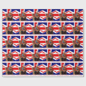 Vrolijke Britse kerstkoning Santa Hat Cadeaupapier (Vlak)