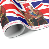 Vrolijke Britse kerstkoning Santa Hat Cadeaupapier (Rol Hoek)