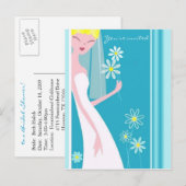 VROLIJKE BRUID UITNODIGING BRIEFKAART (Voorkant / Achterkant)